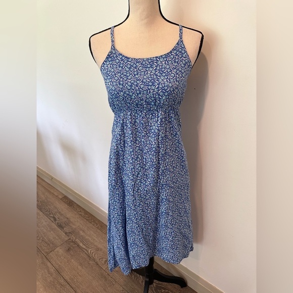 Old Navy Blue Floral  Print Midi Summer Dress Youth Womens S/XS 14 EUC - Picture 1 of 6